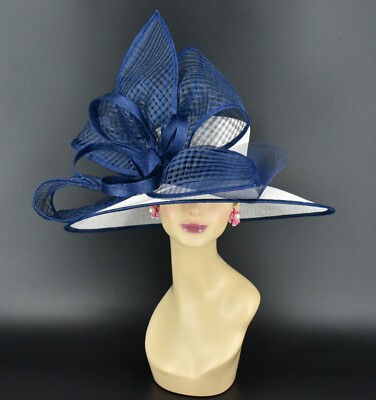 M22021(White/Navy )Kentucky Derby Church Wedding Tea Party  display picture 1