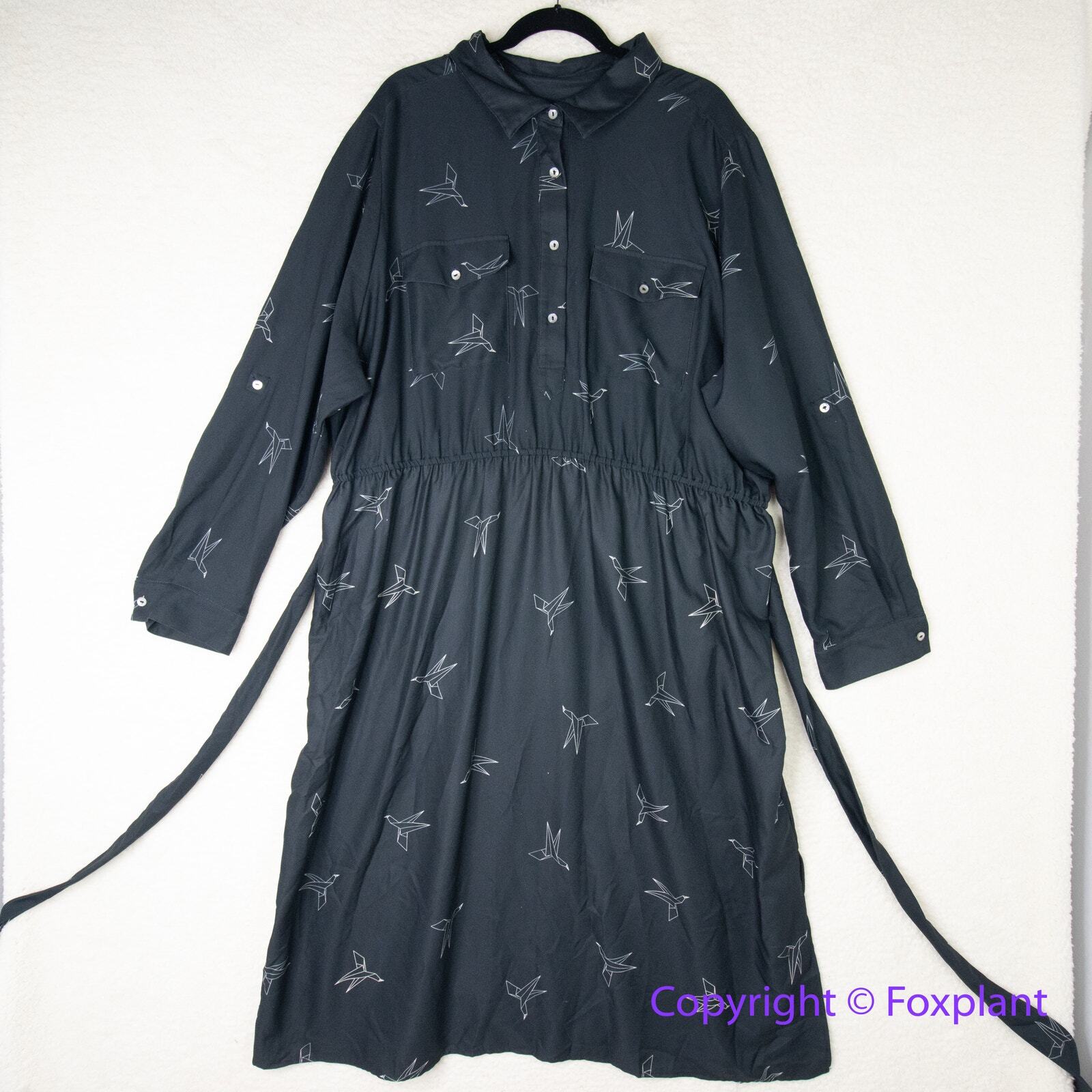 Hutch Anthropologie Shirt Dress Origami Bird Button Front Roll Tab Sleeve,  5X