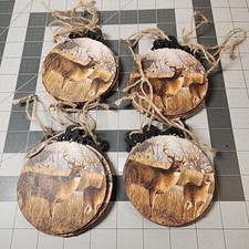 Deer Ornaments Set Of 19 Christmas Tree Decorations Wood Cutout