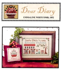 Little House Needleworks DEAR DIARY EMMALINE WHITCOMB, 1852 2 CS Charts w/ Charm