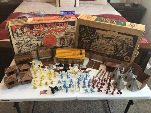 2 Vintage MARX Fort Apache Playset w/ Original Boxes