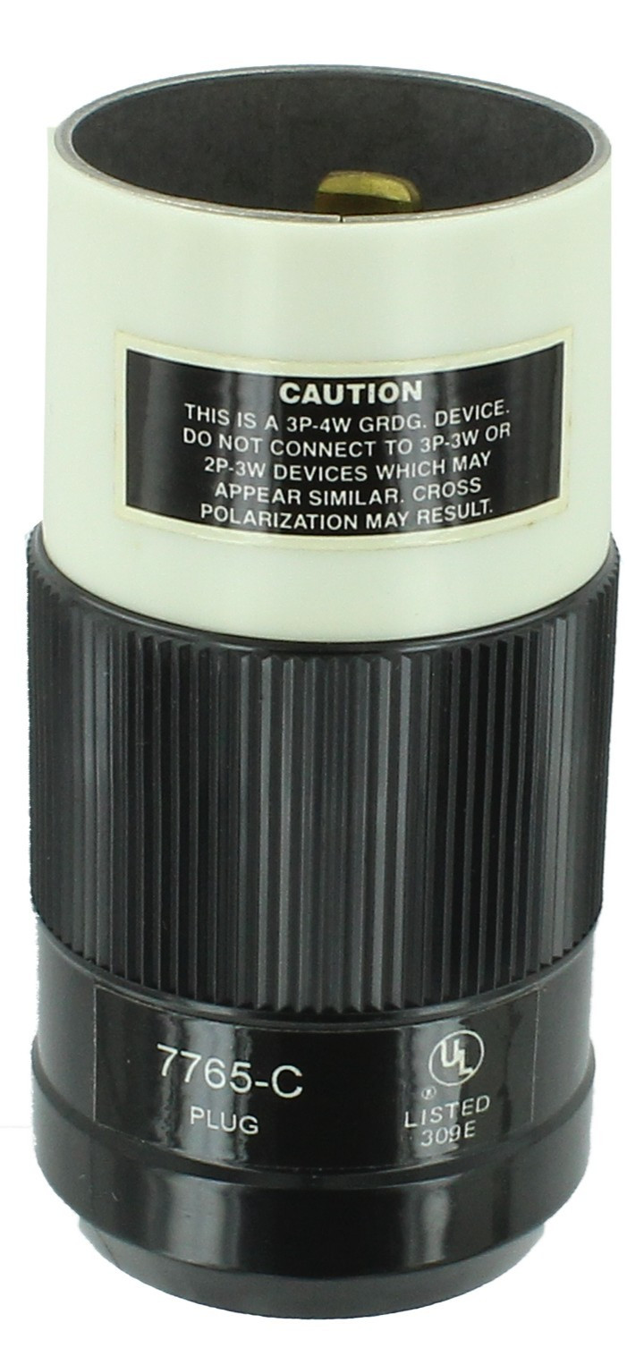LEVITON 7765-C 50A, 250VDC/600VAC, 3-Pole, 4-Wire, Power Locking Receptacle