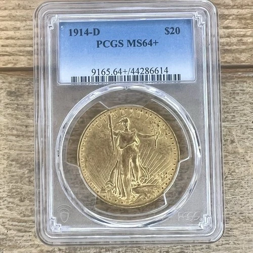 1914-D $20 Gold St. Gaudens Double Eagle PCGS MS64+ Gold Coin Pre-33