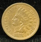 1874 United States Indian Head One Cent Coin