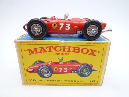 VINTAGE MATCHBOX LESNEY No.73b FERRARI F1 RACING CAR IN ORIGINAL BOX 1962