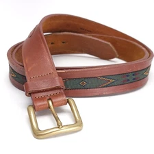 Lejon Mens Leather Belt Genuine Latigo USA Brass Buckle Sz 50