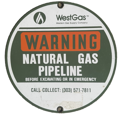 #ad #ad WestGas Western Gas Supply Warning Natrual Gas Pipeline 12inch $40.00