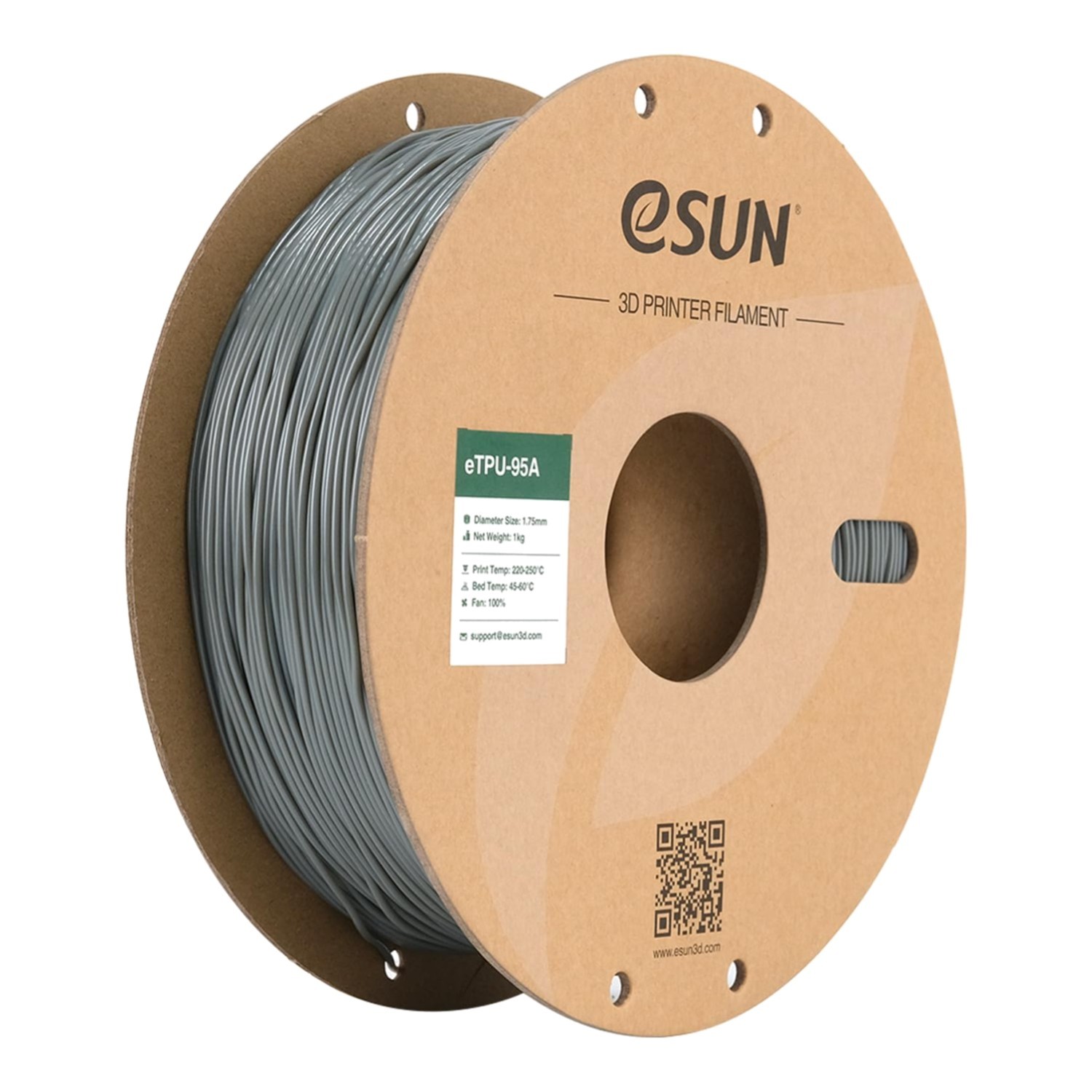 TPU Filament 1,75mm 3D Drucker flexibel 1kg Grau Shore 95A