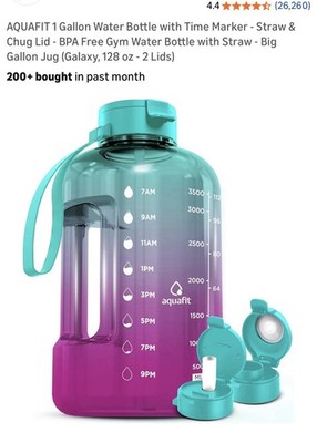 NIB - AQUAFIT 1 Gallon BPA-Free Water Bottle with Time Marker Straw Chug Lid