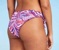 Shade  Shore Tie Detail High Leg Extra Cheeky Ruffle Bikini Bottom NWT L