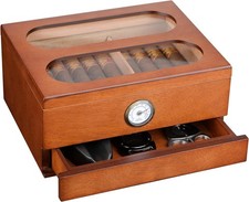 COOL KNIGHT Cigar Humidor with Front Hygrometer, Humidifier and X-Large