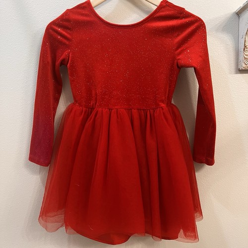 Cat & Jack Tutu Dress Red Velvet Glitter Christmas Girls Sz 6/7 - Picture 5 of 9