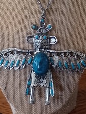 Vintage Herman's Kachina Bird Man Eagle Turkusowy naszyjnik wisiorek