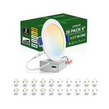 Zouzai 20 Pack 6 Inch Ultra-Thin LED Recessed Ceiling Light with Junction Box...