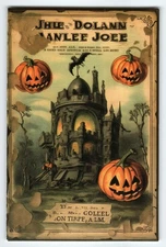 Vintage Halloween Photochrome Postcard with Haunted Castle & Jack-O'-Lanterns