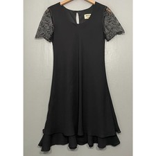 Vintage Party Dress Size Small Black Whimsigoth Event Holiday Y2K Lace Sleeves