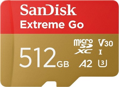 SANDISK 512GB Extreme Go Micro SDXC Karte bis zu 200 MB/s 5K, 4K UHD V30 NEU