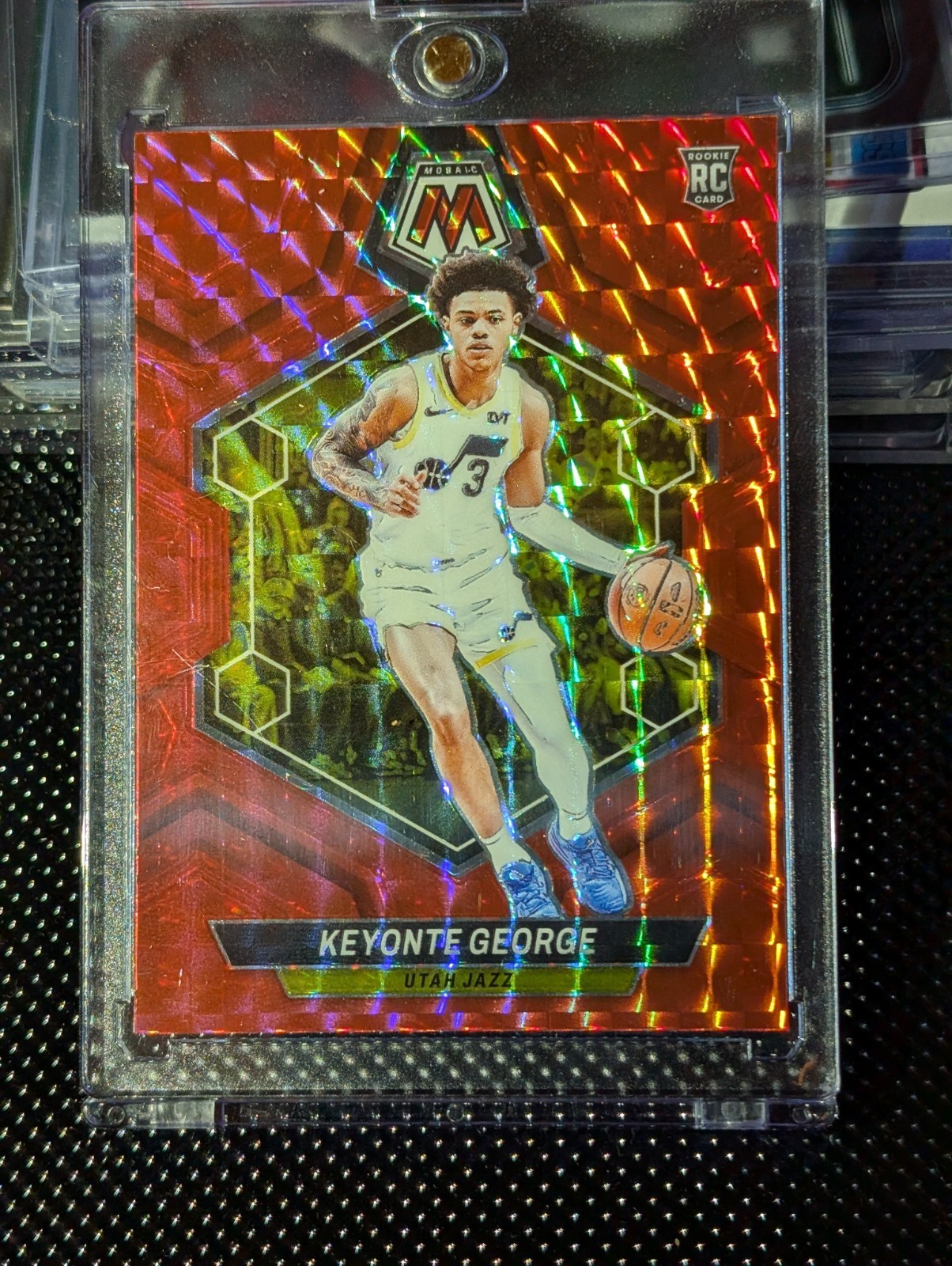 Keyonte George 2023-24 Panini Mosaic  RC #222 Mosaic Red Prizm Jazz