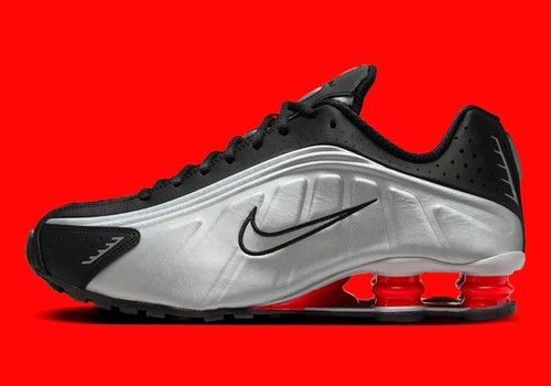 Nike Shox R4 Black Metallic Silver Red HQ1988-002 Men's Sneakers Multi Size NEW