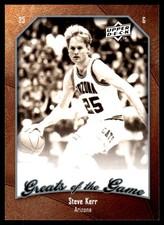 Steve Kerr 2009-10 Upper Deck Greats of the Game #11 Arizona Wildcats NBA READ