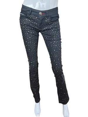 RRP 1340 , Philipp Plein Texas Rock Straight Cut women's black jeans, US25