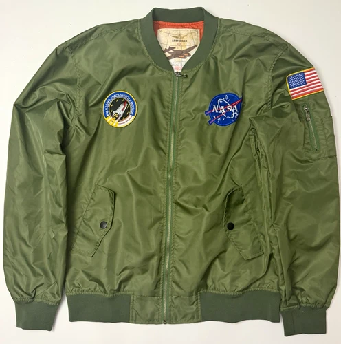 Asstseries NASA 100th Space Shuttle Mission Men's Green MA-1 Bomber Jacket 4XL - product listing photo
