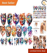 77 Sheets Waterproof Temporary Tattoos - Colorful Watercolor Designs for All ...
