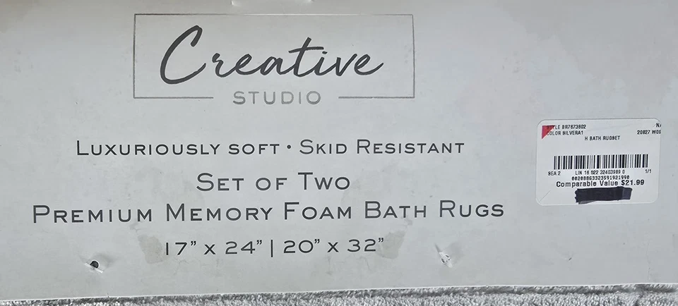 Juego de alfombras de baño Creative Studio de espuma viscoelástica plateadas 17"x24"/20"x32" nuevas con etiquetas Foto 2 de 4