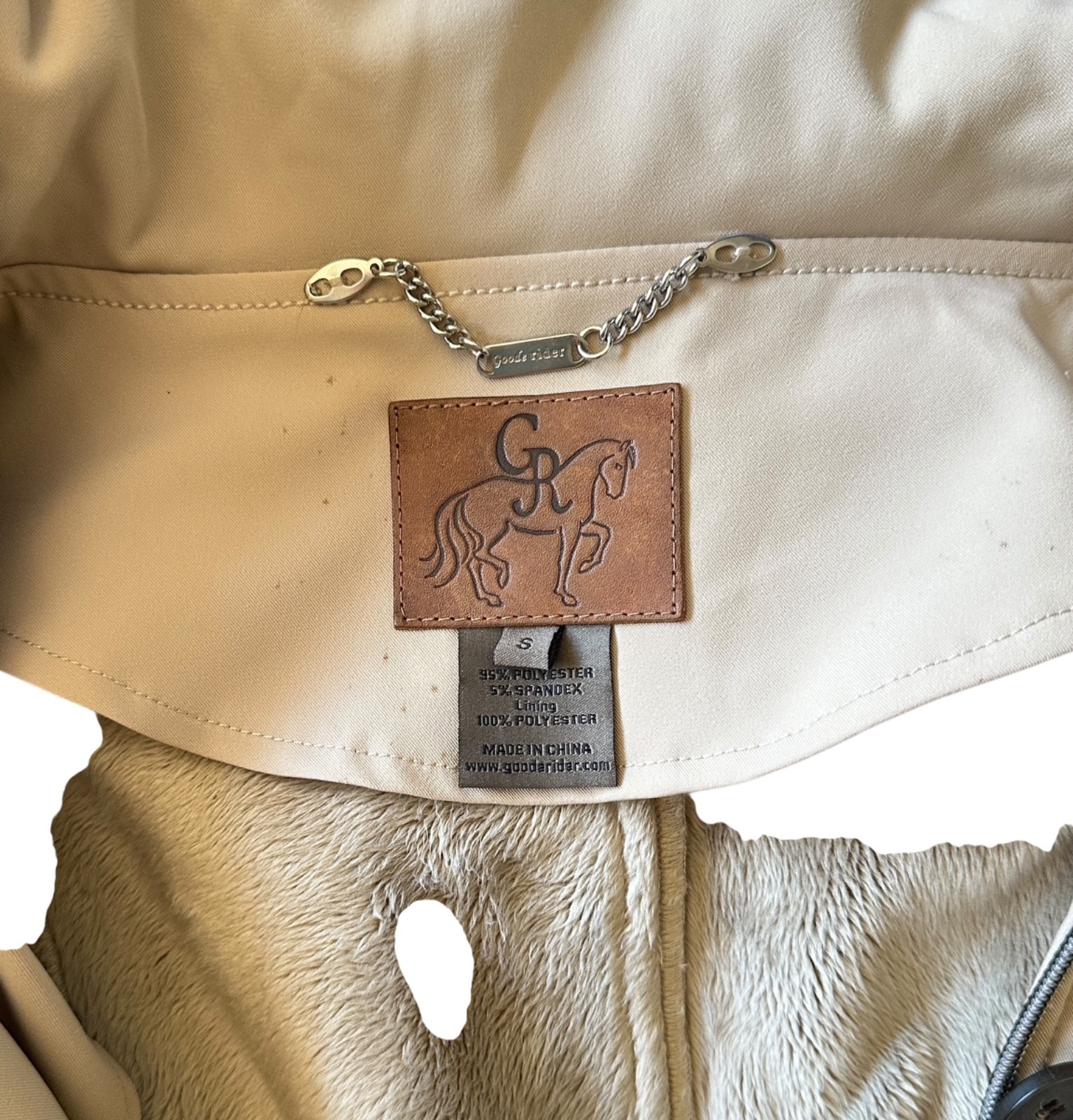 Goode Rider Beige Fur Lined Hooded Coat  Cargo Parka Jacket Women Small