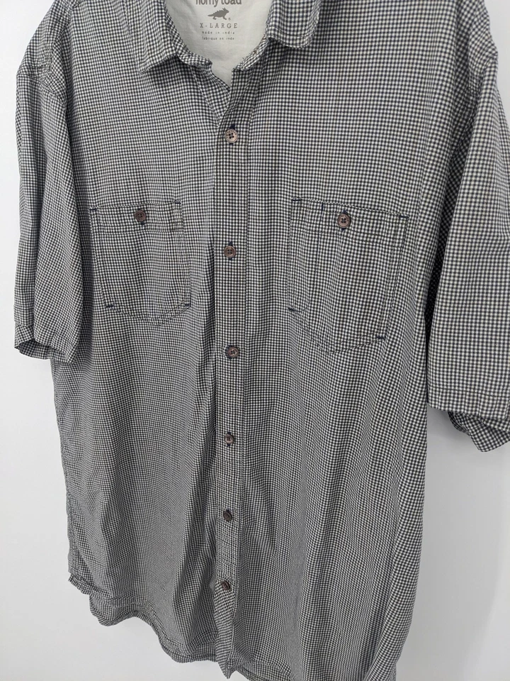 Horny Toad Shirt Mens XL Black White Check Short Sleeve Organic Cotton Outdoors - Image 2 of 4