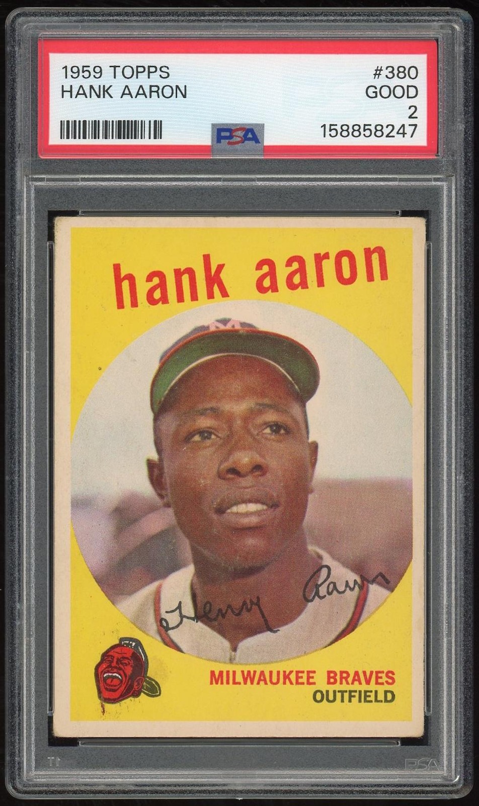 1959 Topps #380 Hank Aaron PSA 2 *8247