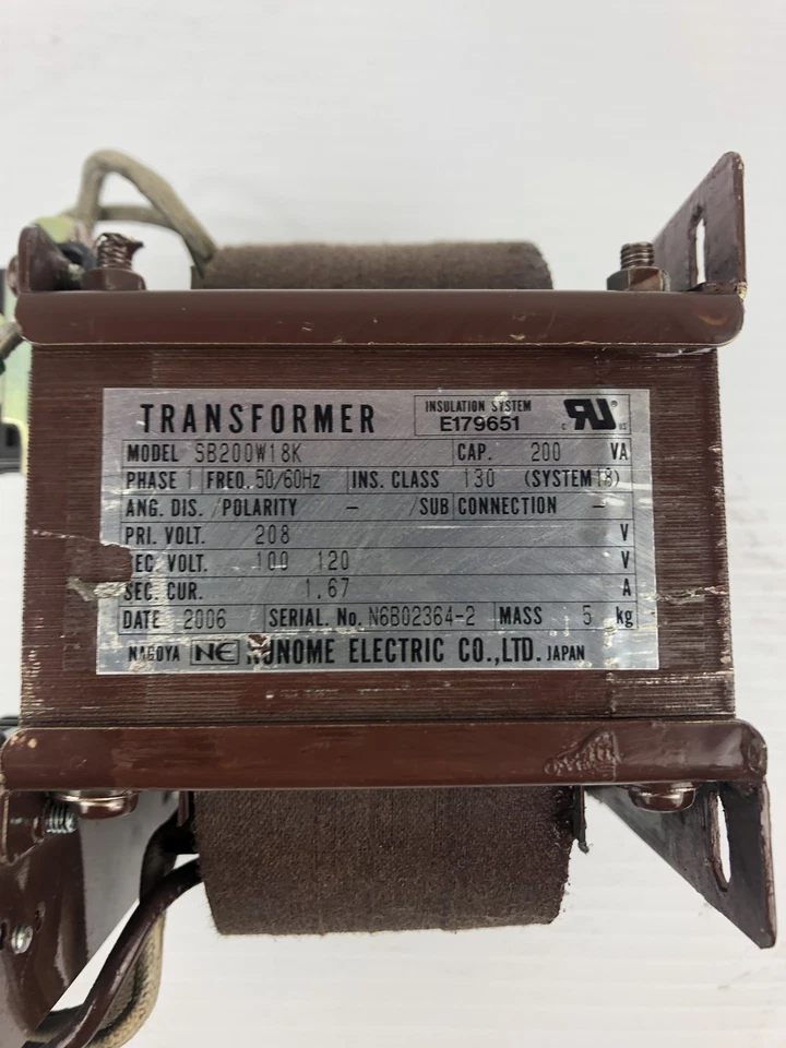 Transformador eléctrico Nunome SB200W18K tipo seco 200VA 50/60 Hz 1PH 7P Foto 2 de 4