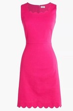 NWT J.Crew Scalloped Pink Basket Weave Cotton Dress Size 8
