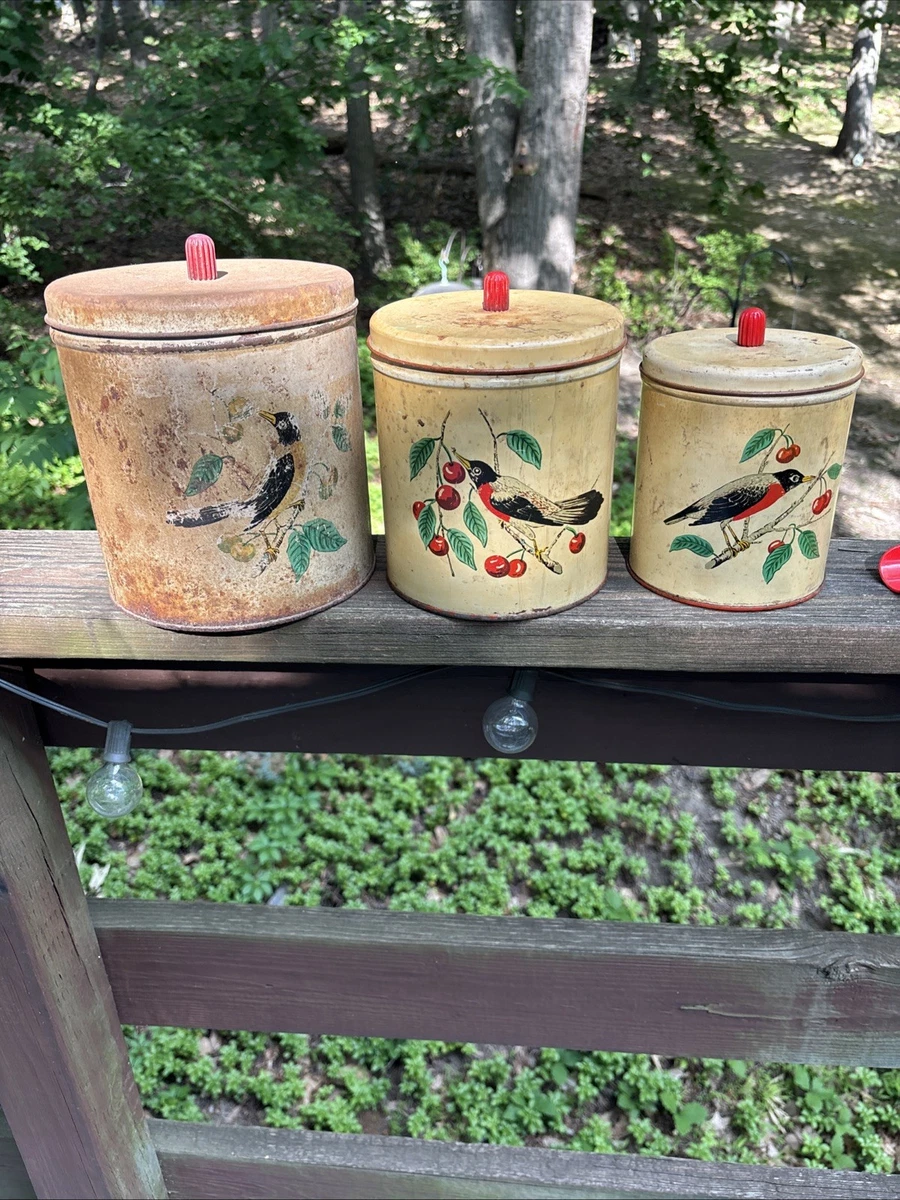vintage tin canister set products for sale | eBay