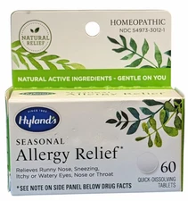 Hyland's Seasonal Allergy Relief 60 Quick Dissolving Tablets Homeopathic Remedy