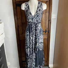 Lauren Vidal Grey Tie Belt Sleeveless Maxi Jersey Dress Size Small