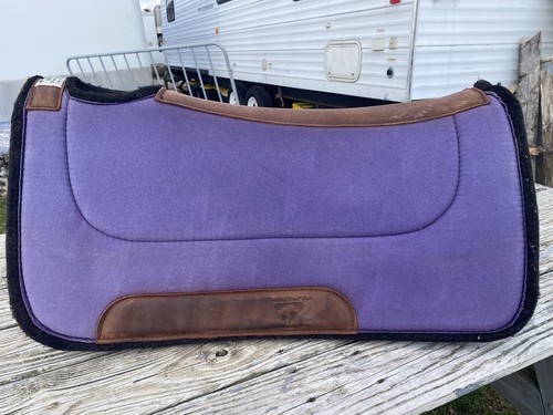 Lightly used Diamond Wool purple contour felt Western ranch pad 32" x32" US made