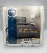 Nestl Full Microfiber Duvet Cover Set white Solid Button Closure Full size