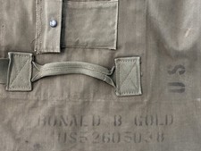Vintage Olive Green Duffel Bag Military Issue Cotton Duck Canvas Army US Duffle