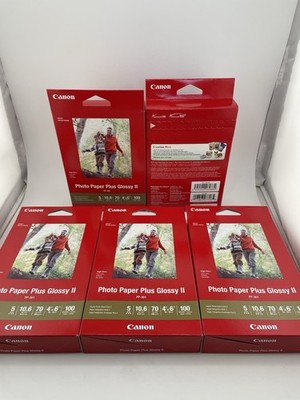 NEW Lot OF 5 Canon PP-301 Photo Paper Plus Glossy II 4x6 inch 100 Sheets Each