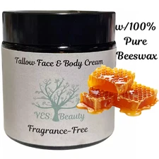 Beef Tallow & Beeswax Moisturizing Face & Body Cream - 100% Grass Fed Beef