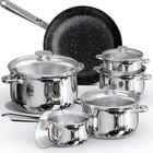 12-Piece Stainless Steel Pots and Pans Set, Premium 18/10 Induction Cookware Set