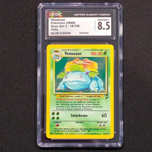 Venusaur 18/130 2000 Pokemon Base Set 2 Unlimited Holo Rare CGC 8.5 NM/Mint+