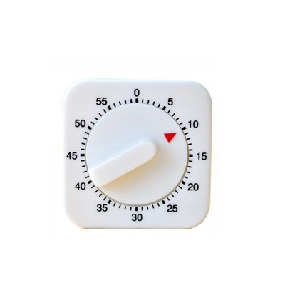 Square 60 Minute Mechanical Timer - Visual Cooking with Loud White 