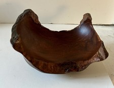 Vintage Live Edge Arturo Solano Hand Carved 8" Wood Sculptural Bowl Costa Rico