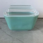 PYREX Turquoise Robin Egg Blue 501  w/ Lid  Fridge Refrigerator Box 50s Vintage