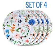 Nectar Meadows Set Of 4 RPET Recycled Plastic Picnic Serving Plates Eco-friendly
