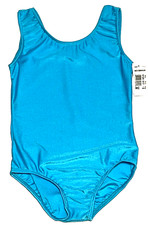 Motionwear Leotard Leo Bodysuit Tank Silky Teal Lightwgt Stretch New Girl M 6 7