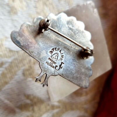 Broche Vintage Années 60 Paon En Argent Émaillé Guilloché - Style Jeronimo Fuentes / Spratling