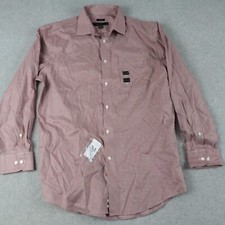 Pronto Uomo Shirt Mens 16 32/33 Non Iron Pocket Button Up Red Long Sleeve NWT